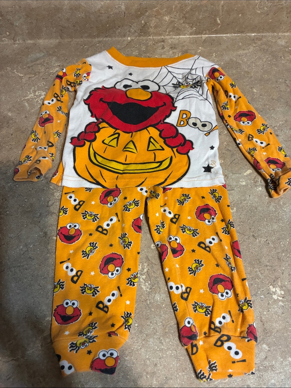 Sesame Street Size 24 Months Elmo Pumpkin Halloween Kids Pajama Costume - Orange